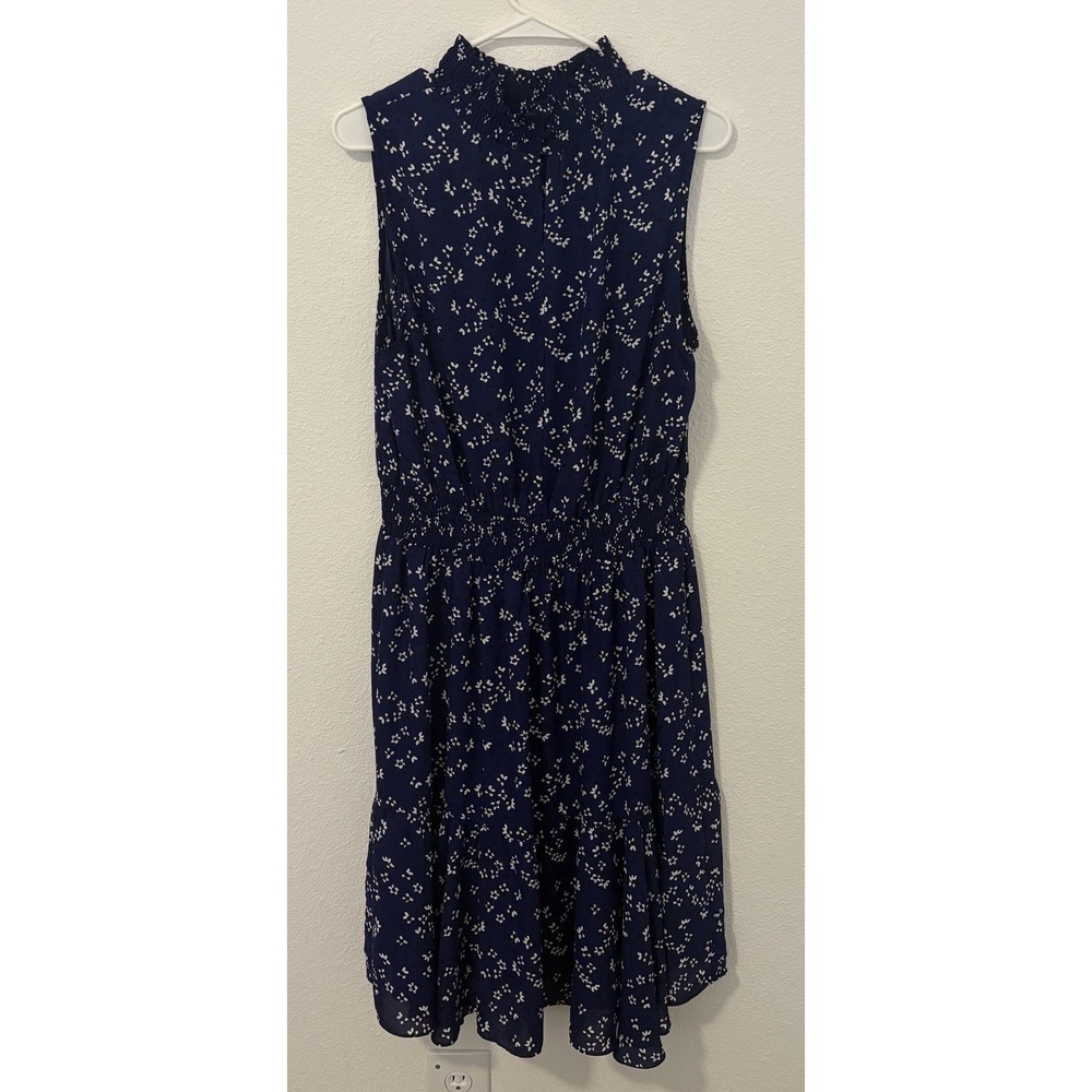 Nanette Lepore Mock Neck Floral Print Dress Cottagecore Size 16 Blue Black - Picture 2 of 5